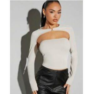 SHEIN Long Sleeve Shrug Top with Tube Top (s)
